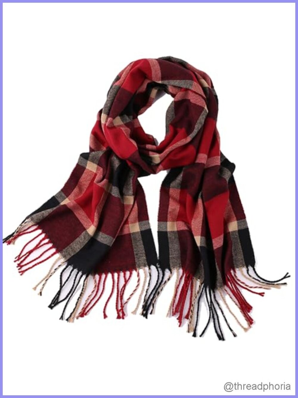 Lightweight Tartan Plaid Scarf Long Thin Soft Wrap Scarf 12x75